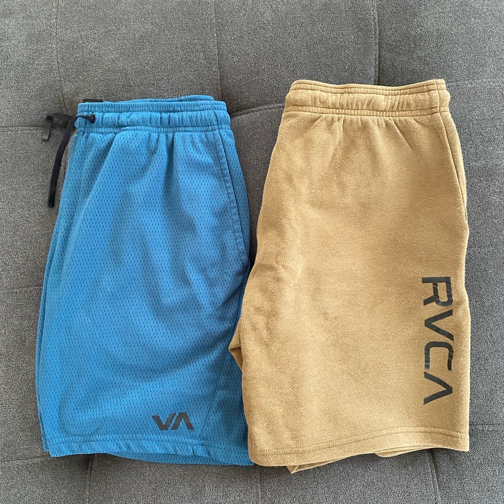 RVCA Blue and Brown Shorts Duo